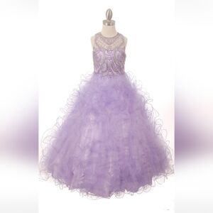 Rhinestone beaded bodice with ruffled skirt